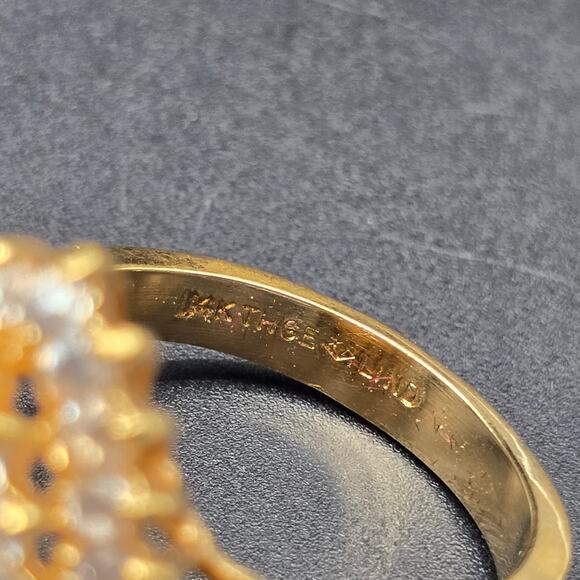 Pear Cut CZ Ring 14K Gold Plated Size 10.75 Lind 14K HGE Layered - Picture 6 of 14